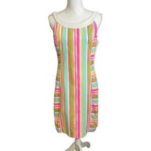 Lilly Pulitzer Spicy Stripe Neon Sleeveless Darcy Rainbow Back Bow Dress. Sz 10